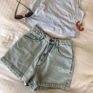 High waisted retro jean shorts